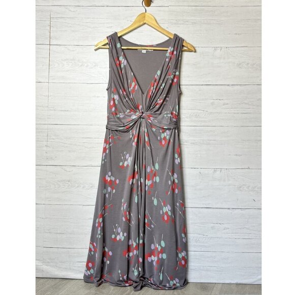 Boden Dress Womens Size 6R Gray Geometric Twist Knot Waist Detail Lined - Picture 1 of 16